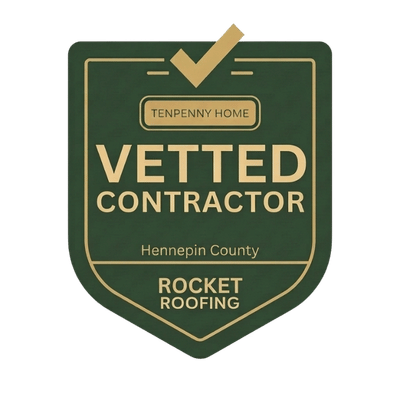 TenPenny Home Vetted Contractor badge for Rocket Roofing, Hennepin County